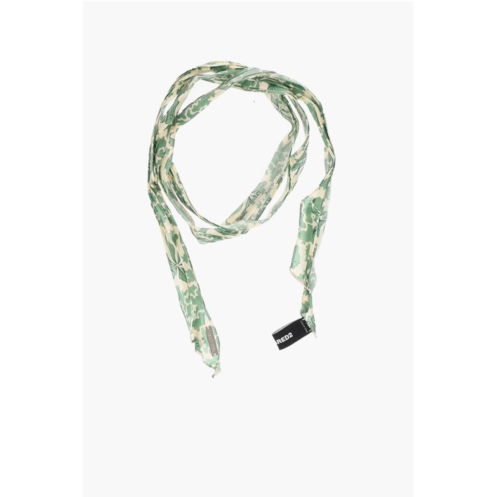 Silk Slim Foulard with Hibiscus Print