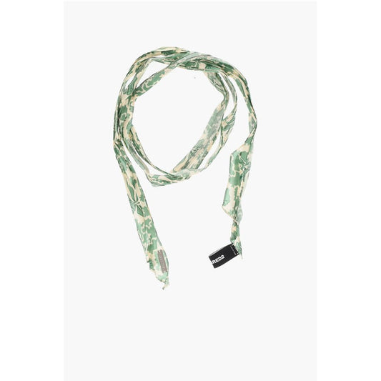Silk Slim Foulard with Hibiscus Print