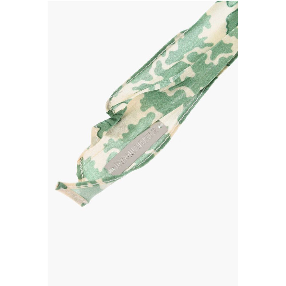 Silk Slim Foulard with Hibiscus Print