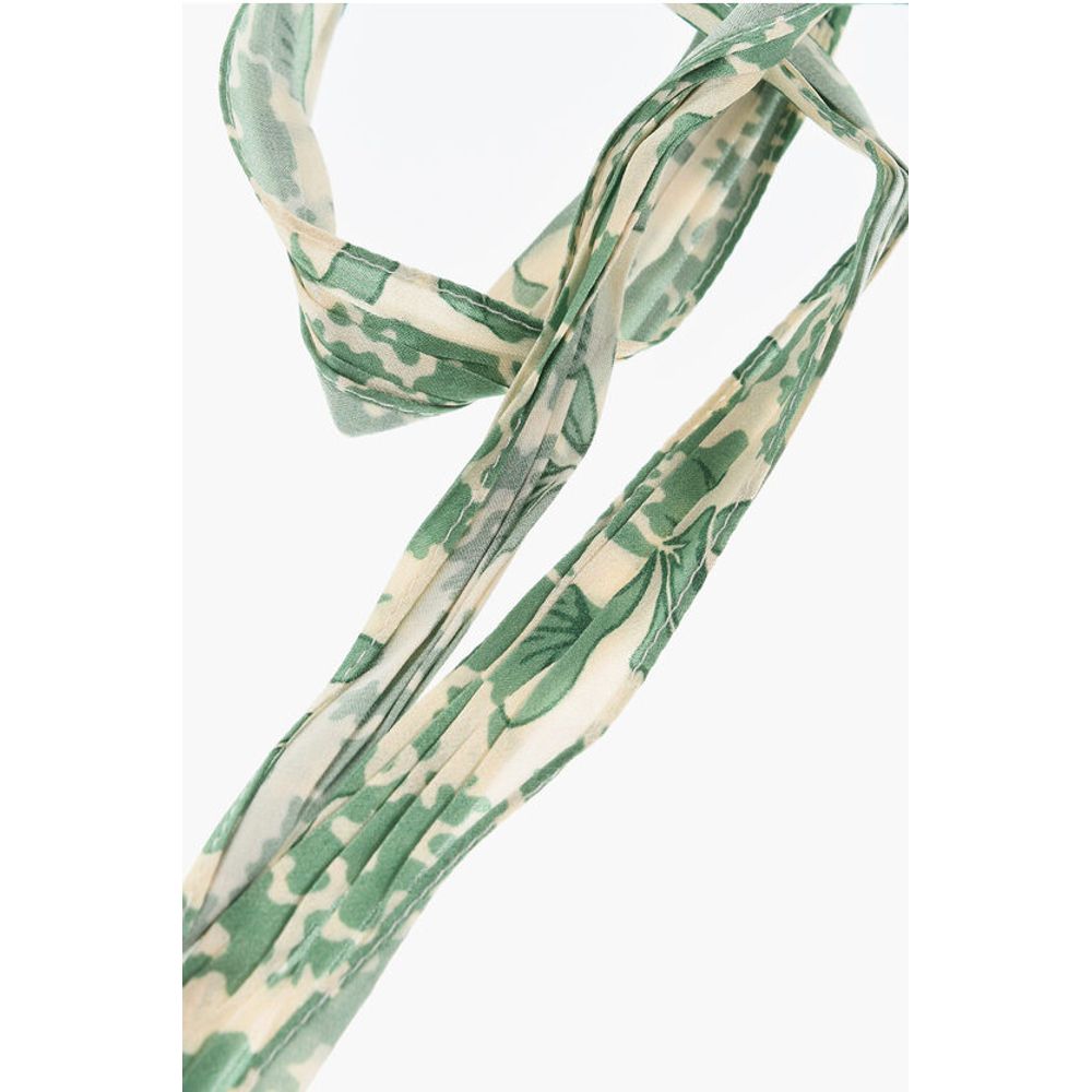 Silk Slim Foulard with Hibiscus Print