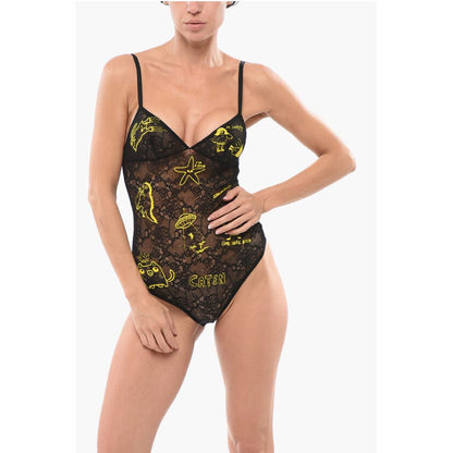 Lace Bodysuit with All-Over Embroideries