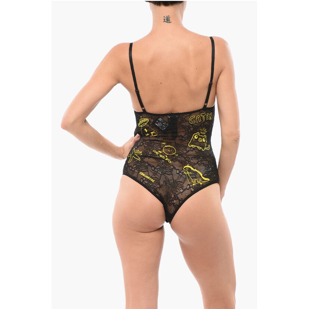 Lace Bodysuit with All-Over Embroideries