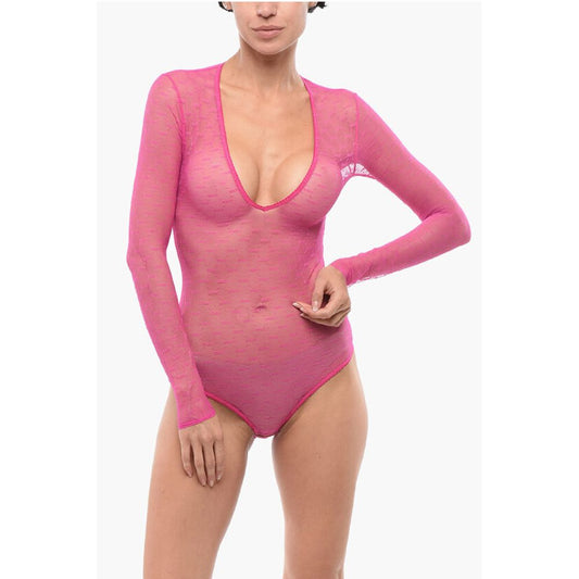 Long-sleeved Monogram Lace Bodysuit