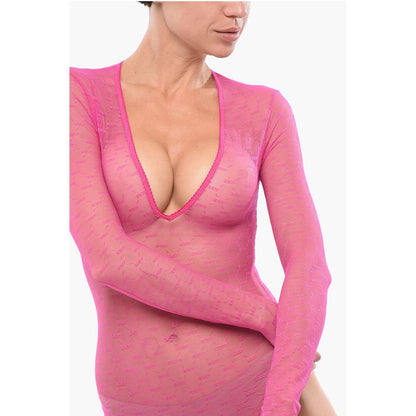 Long-sleeved Monogram Lace Bodysuit