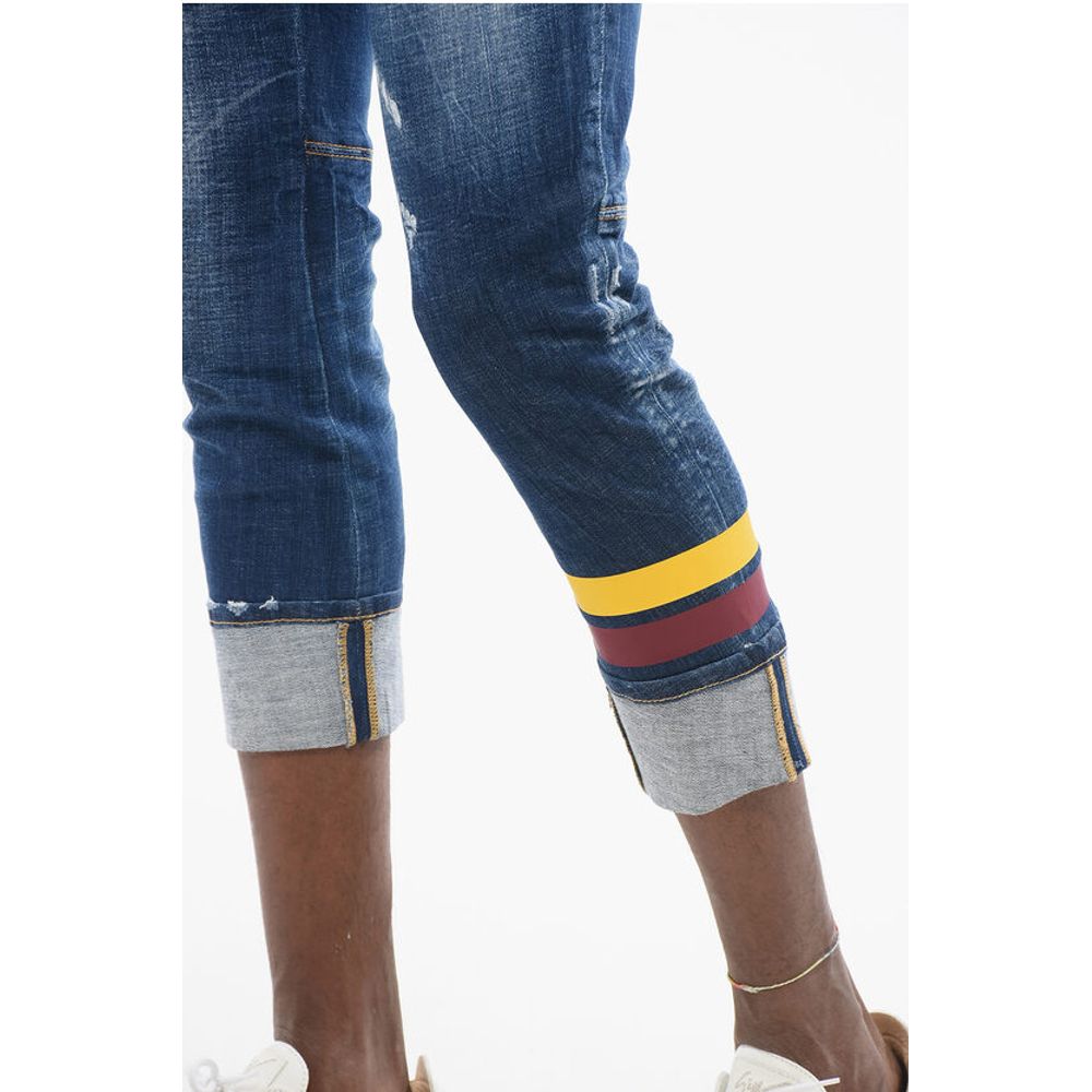 Dark Washed Sailor Fit Denims with Printed Bands 15cm