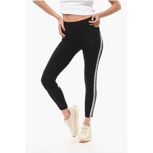 EMPORIO EA7 Stretch Cotton Leggings with Logoed Side Band
