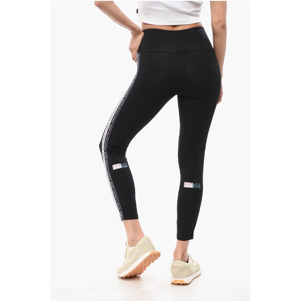 EMPORIO EA7 Stretch Cotton Leggings with Logoed Side Band