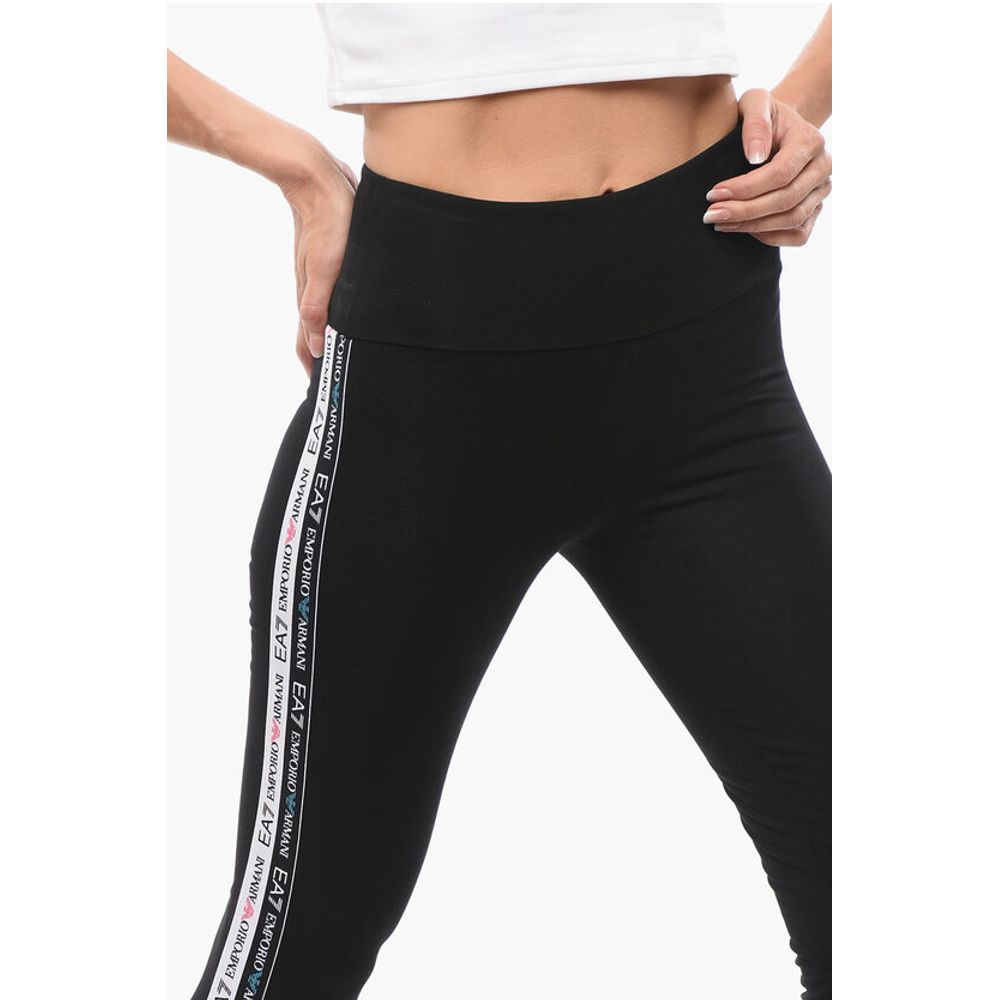 EMPORIO EA7 Stretch Cotton Leggings with Logoed Side Band