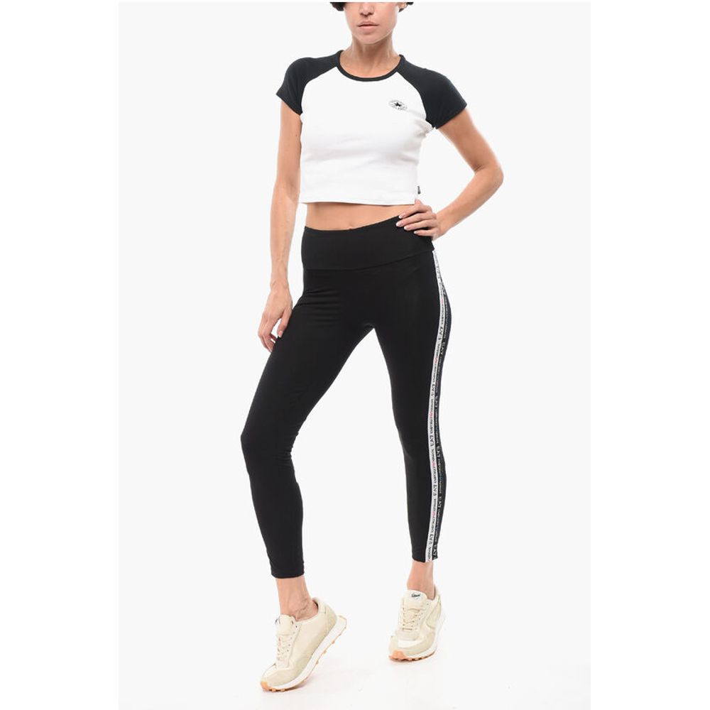 EMPORIO EA7 Stretch Cotton Leggings with Logoed Side Band