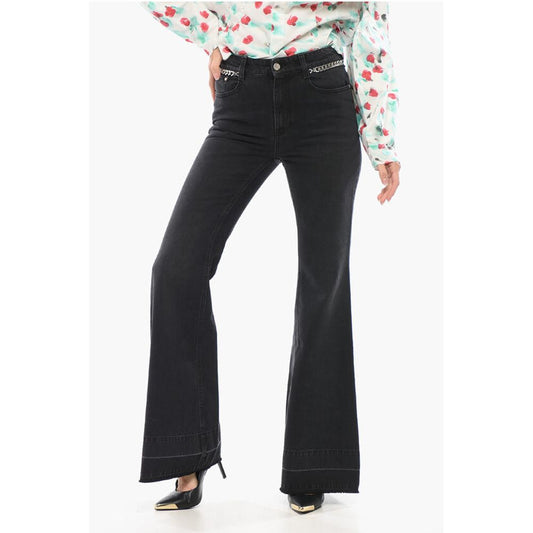 Stone Washed Bootcut Denims with Chain Details 33cm