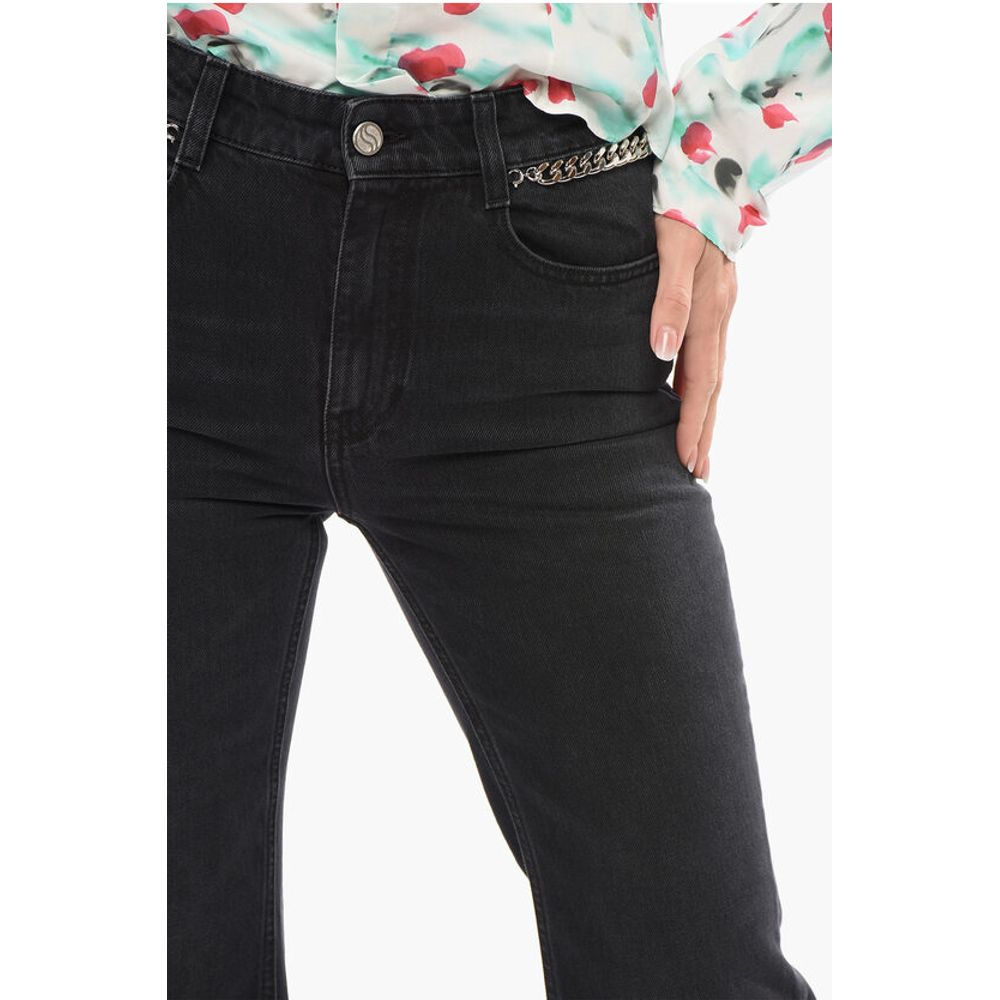 Stone Washed Bootcut Denims with Chain Details 33cm