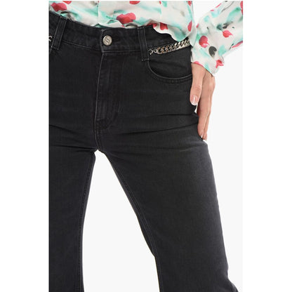 Stone Washed Bootcut Denims with Chain Details 33cm