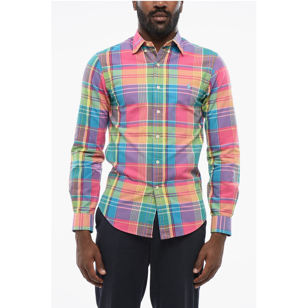 Button-down Plaid Check Cotton Shirt