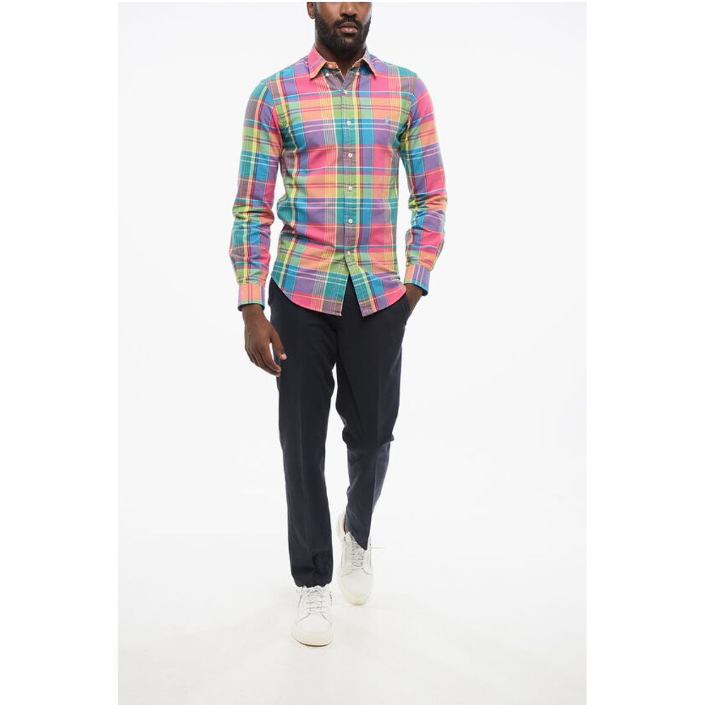 Button-down Plaid Check Cotton Shirt