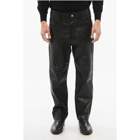 5-Pocketed Leather Pants with Belt Loops