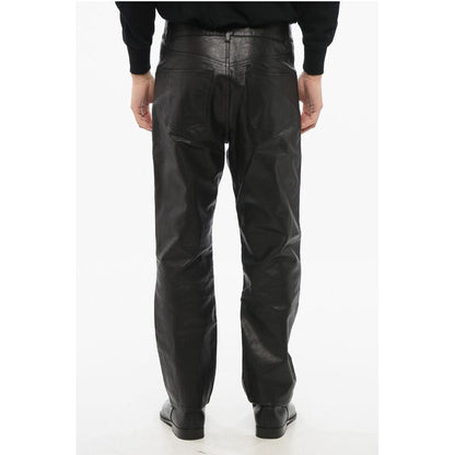 5-Pocketed Leather Pants with Belt Loops