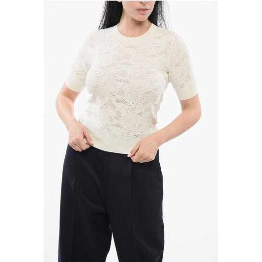 Short-sleeved Jacquard Silk Blend Sweater