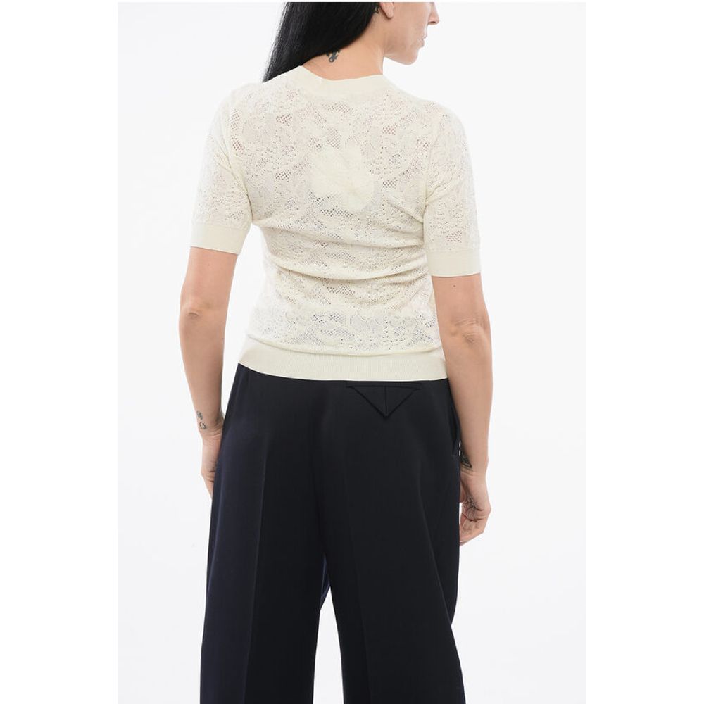 Short-sleeved Jacquard Silk Blend Sweater