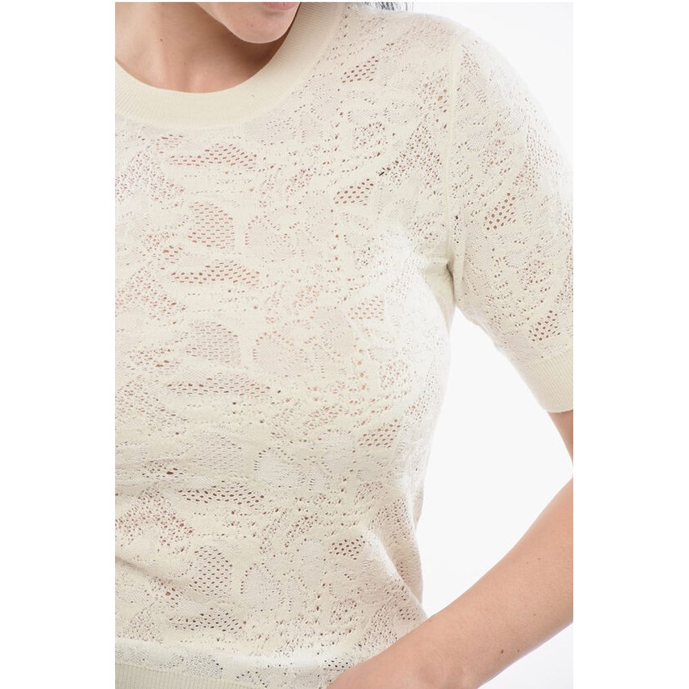 Short-sleeved Jacquard Silk Blend Sweater