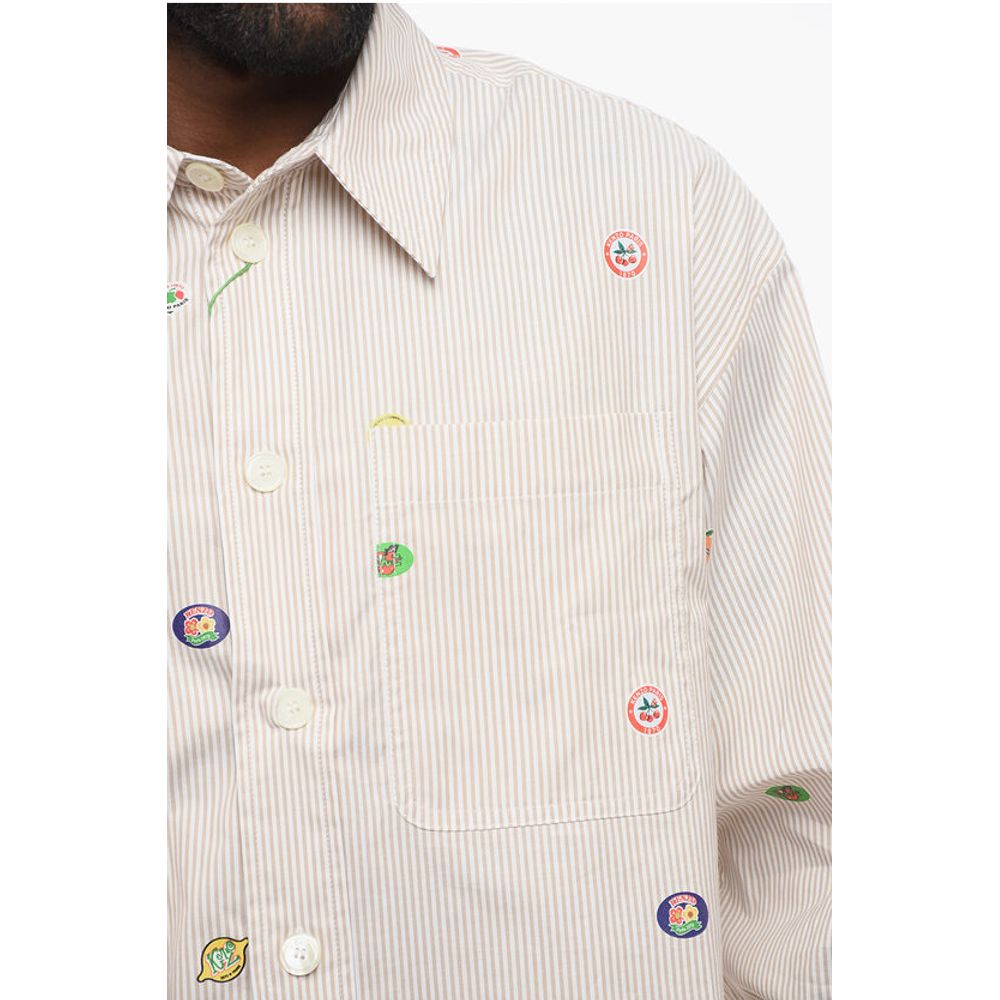 Striped FRUIT STICKERS Cotton Shirt with Breast-pocket