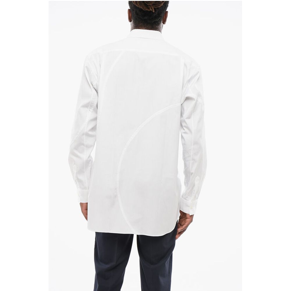Transversal Stitching Popeline Shirt with Breast-pocket