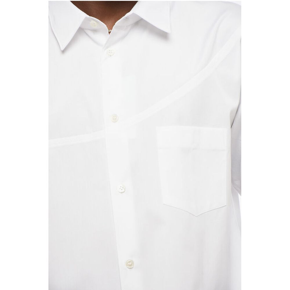Transversal Stitching Popeline Shirt with Breast-pocket