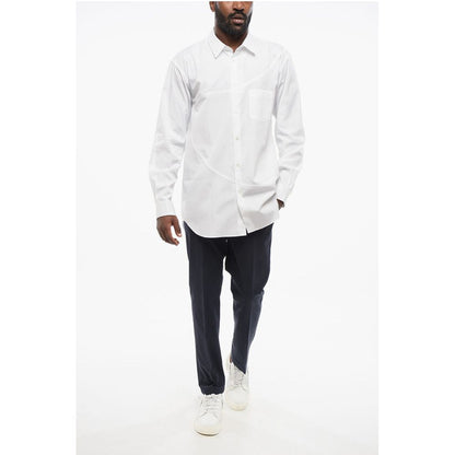 Transversal Stitching Popeline Shirt with Breast-pocket
