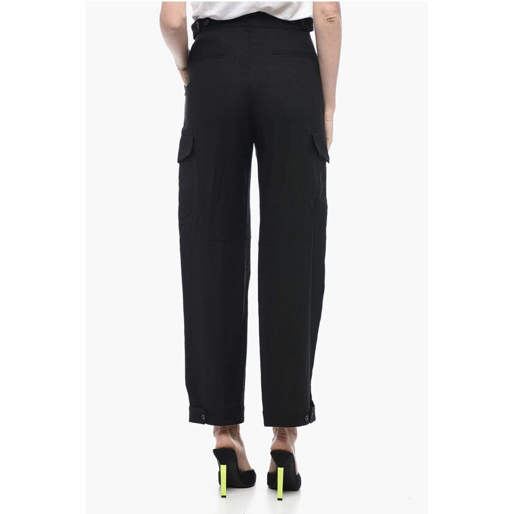 Flax Blend Cargo Pants with Martingales