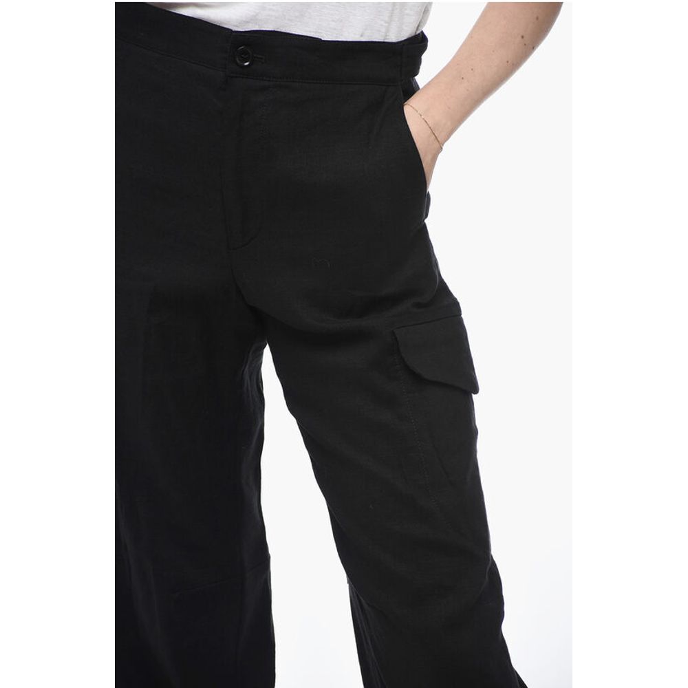 Flax Blend Cargo Pants with Martingales