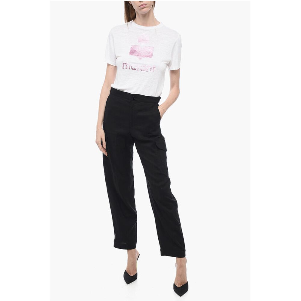 Flax Blend Cargo Pants with Martingales