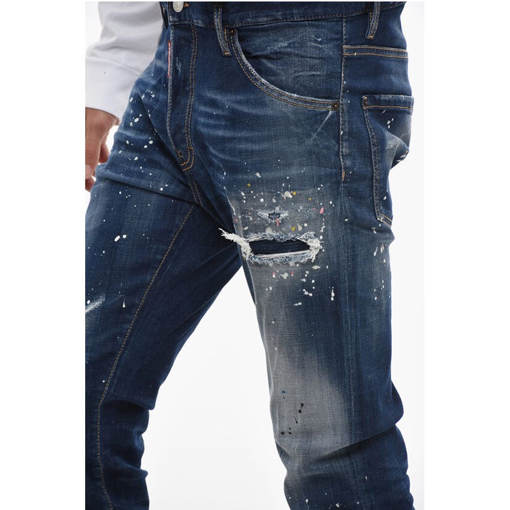 TWINPHONY Dark-washed Cool Guy Denims with Paint Motif