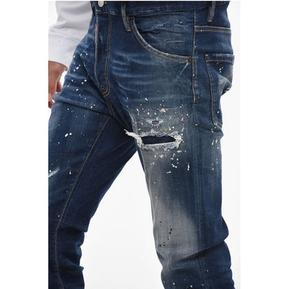 TWINPHONY Dark-washed Cool Guy Denims with Paint Motif