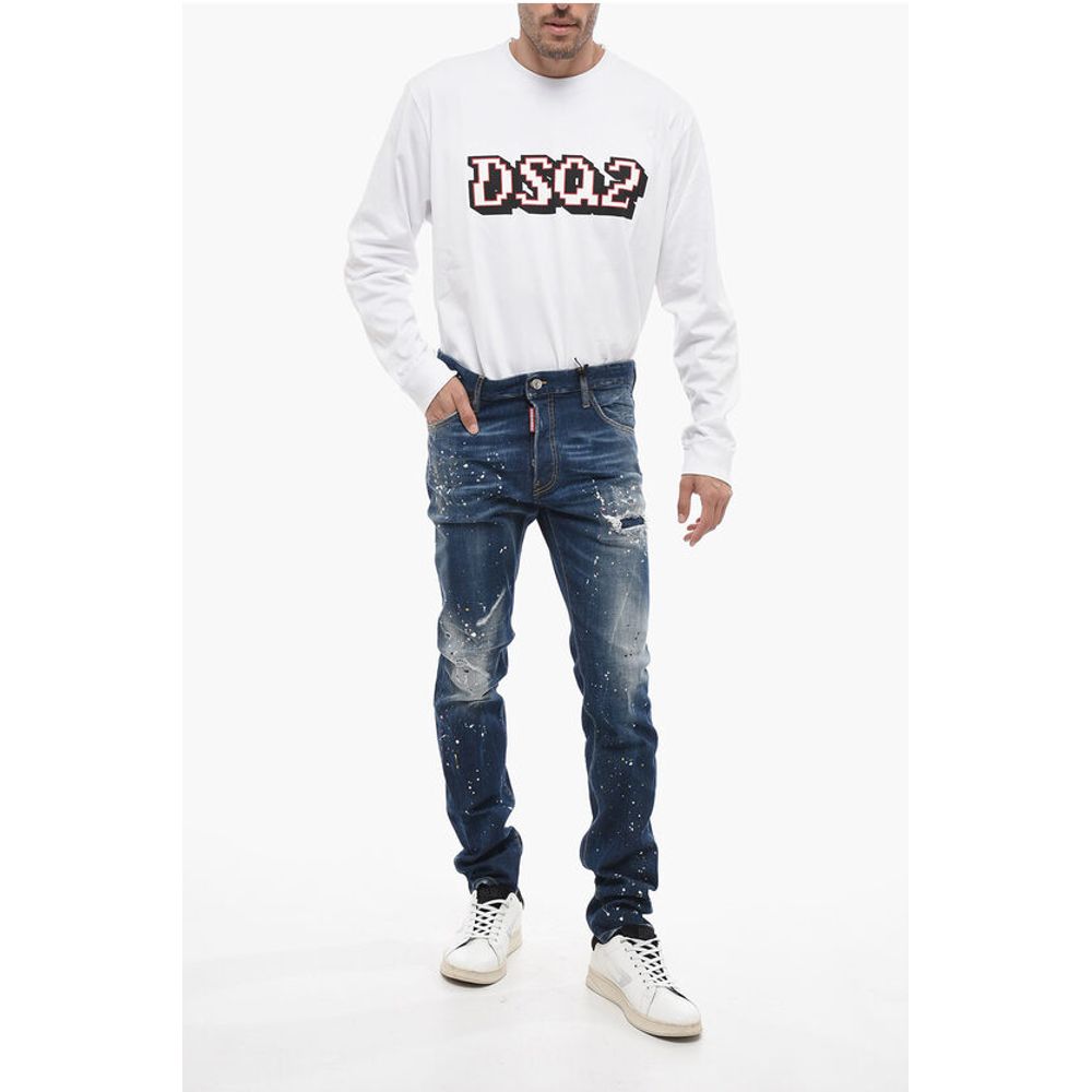 TWINPHONY Dark-washed Cool Guy Denims with Paint Motif
