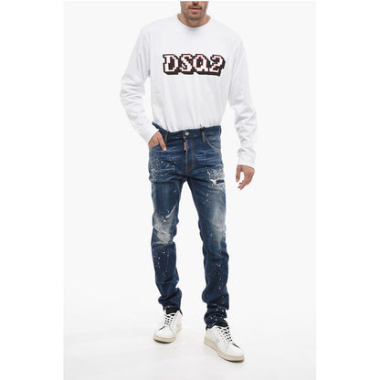 TWINPHONY Dark-washed Cool Guy Denims with Paint Motif