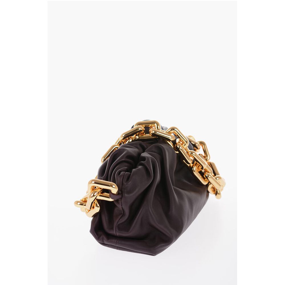 Leather THE CHAIN POUCH Bag with Magnetic Closure