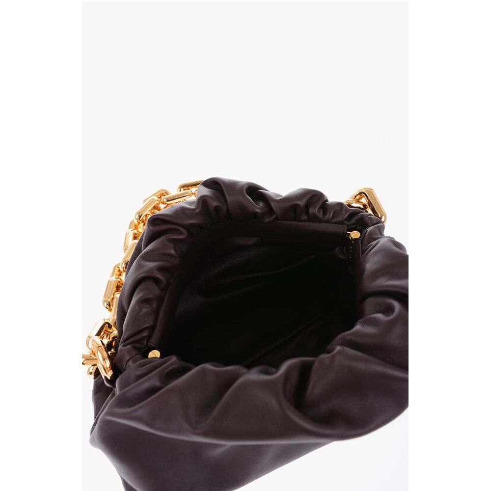 Leather THE CHAIN POUCH Bag with Magnetic Closure