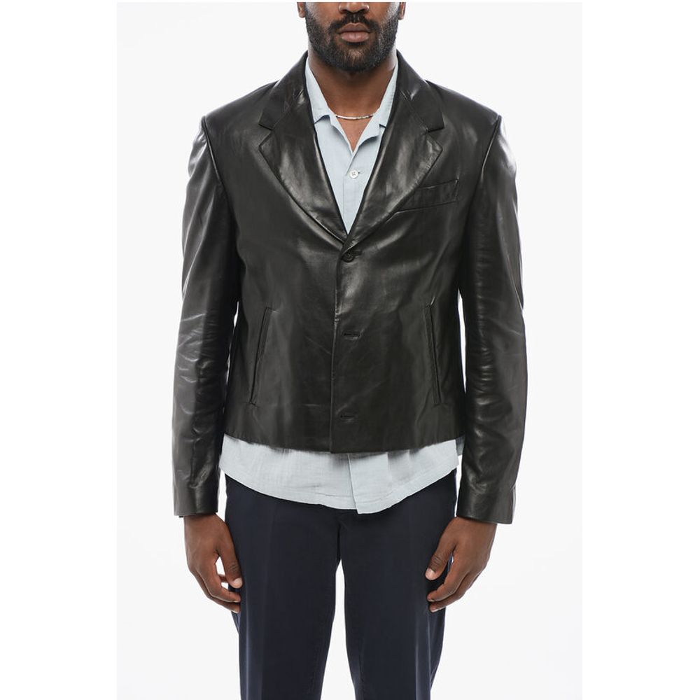 Lamb Leather Blazer with Flush Pockets