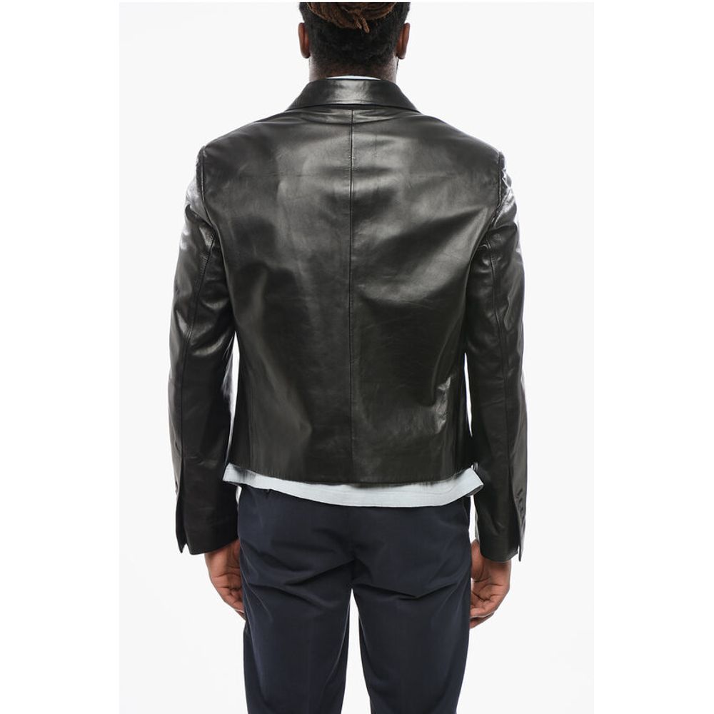 Lamb Leather Blazer with Flush Pockets
