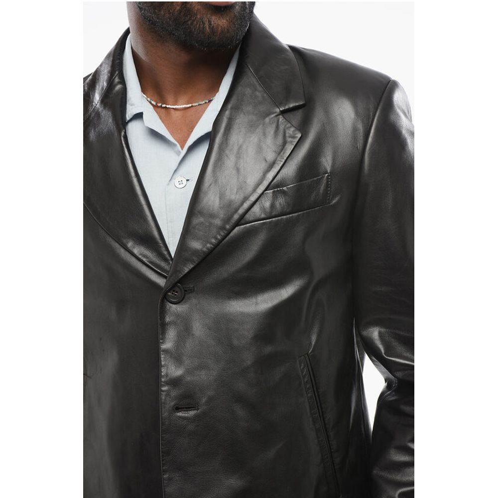 Lamb Leather Blazer with Flush Pockets