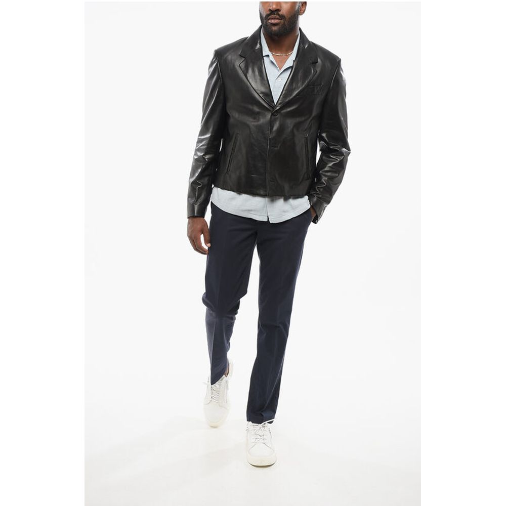 Lamb Leather Blazer with Flush Pockets
