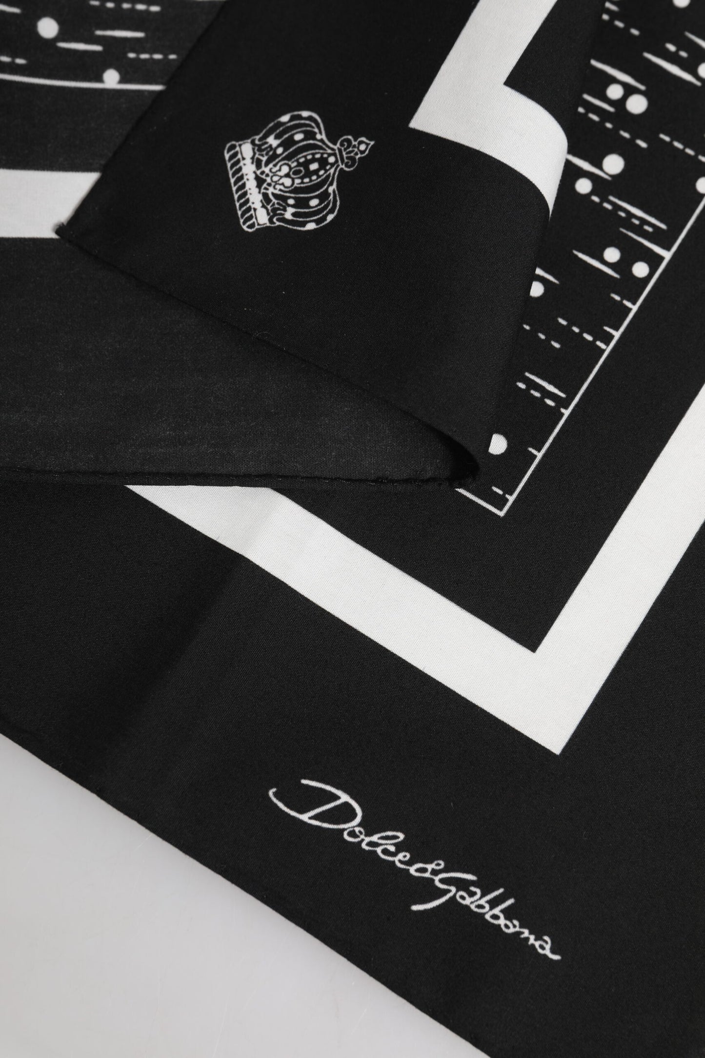 Black White Printed Square Foulard Scarf