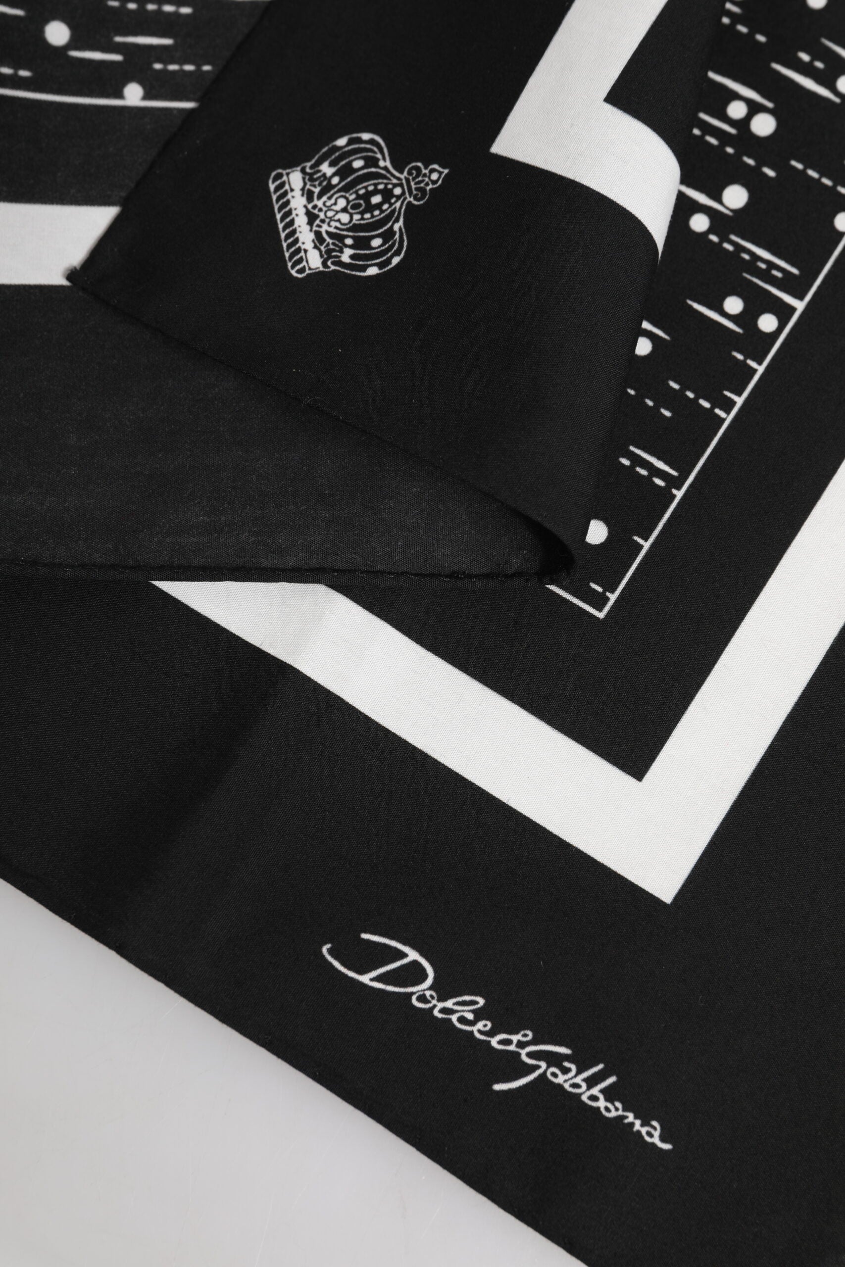 Black White Printed Square Foulard Scarf