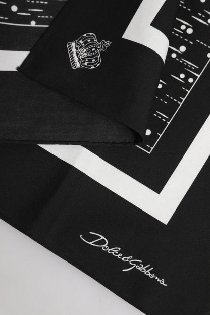 Black White Printed Square Foulard Scarf