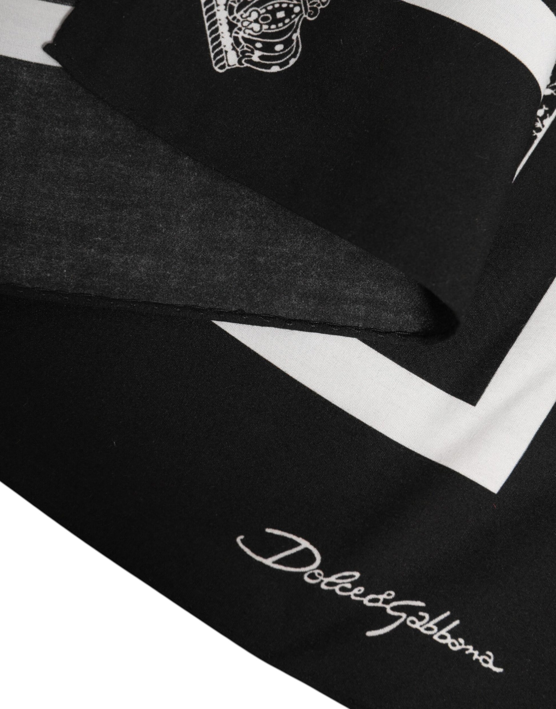 Black White Printed Square Foulard Scarf