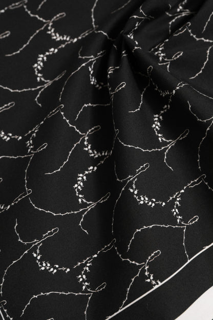 Black White Printed Square Foulard Scarf