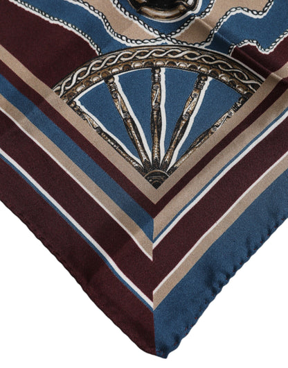 Multicolor Printed Silk Square Foulard Scarf