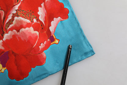 Multicolor Floral Print Square Foulard Scarf