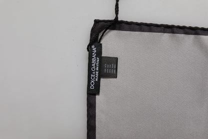 Gray DG Crown Silk Square Men Foulard Scarf