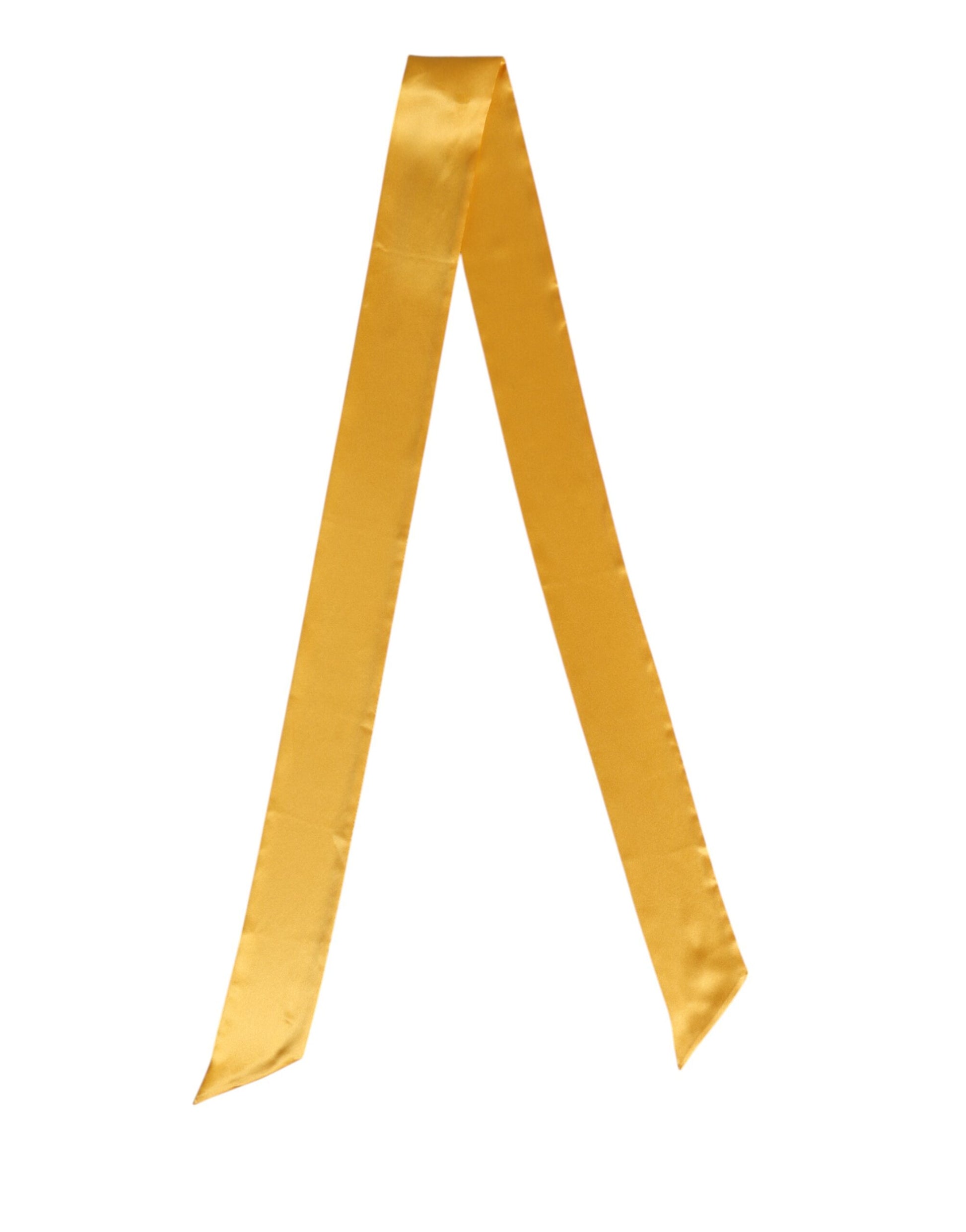 Yellow Satin Silk Skinny Foulard Wrap Scarf