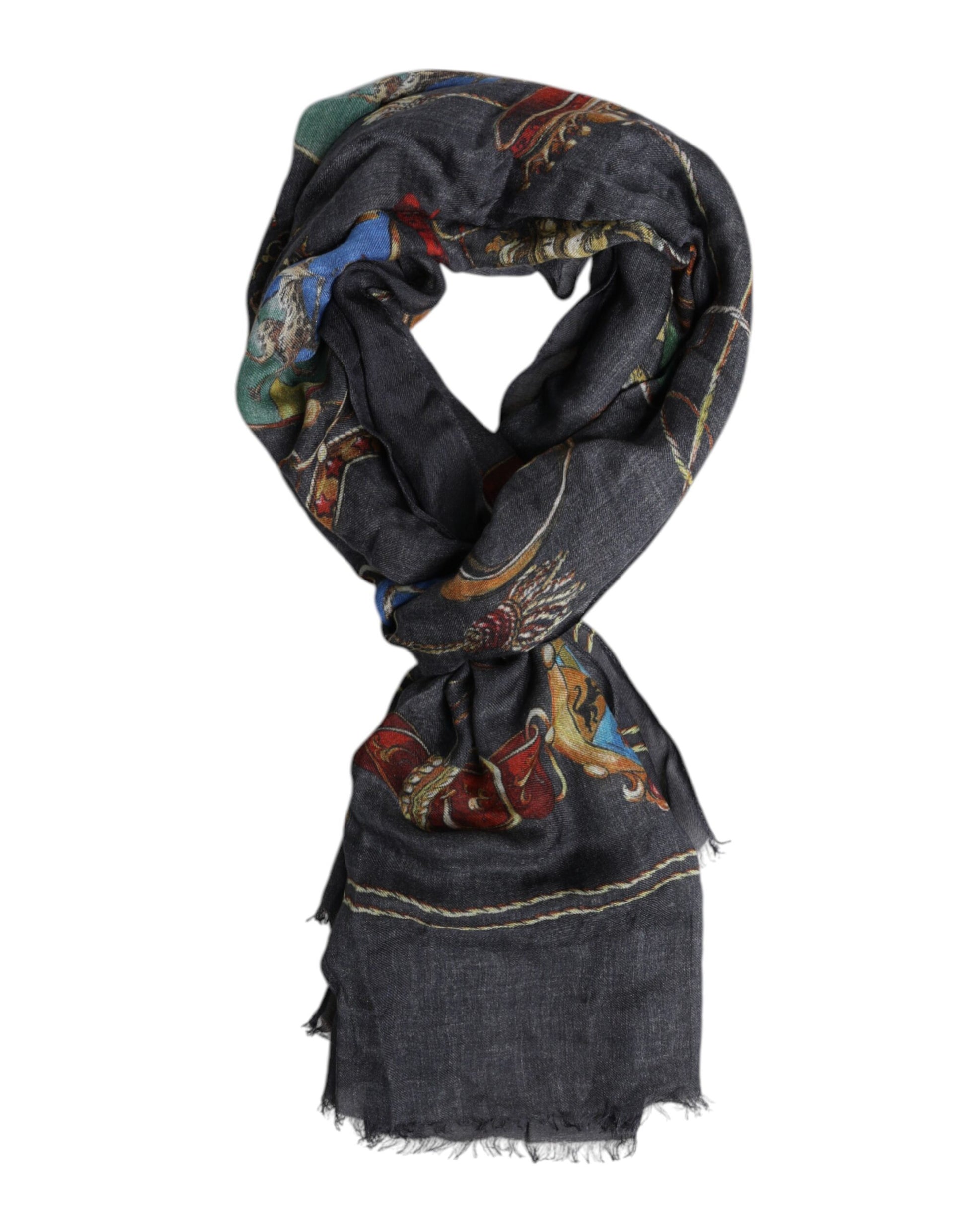 Gray Graphic Print Warmer Wrap Shawl Scarf